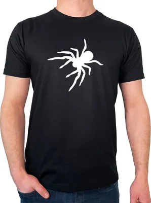 Produktbild von Huuraa Herren T-Shirt Spinne Silhouette L Black Bio Baumwolle Fairtrade Herrenshirt Geschenkidee