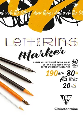 Produktbild von Clairefontaine 5x Lettering-Block A5 20Bl Velin 190 g 96580C