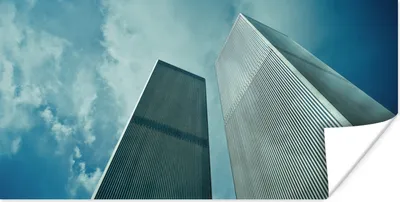 Produktbild von MuchoWow® Poster Ansicht der Türme des World Trade Center in New York von unten 150x75 cm - ohne Rahmen