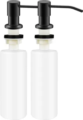Produktbild von Ibenzoa® Einbau-Seifenspender 2er-Set – 350 ml, ABS mit Edelstahl-Pumpkopf, 360° drehbare Pumpe, Einbau 26–34 mm, Weiß & Schwarz für Küche & Bad