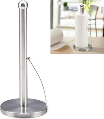 Productafbeelding van Keukenrolhouder staand - Rvs - Houder keukenpapier - Accessoire voor keuken - Zonder boren - HxD: 35x15 cm - Zilver