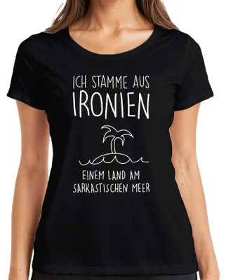 Obrázok produktu pre Pochádzam z irónie Sarkazmus Irónia Humor Minimalistické dámske tričko, čierna, 3XL