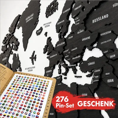 Produktbild von Holz Weltkarte Wandkunst 3D Holz Pinnwandkarte, Reisegeschenk  Mittel 100cm