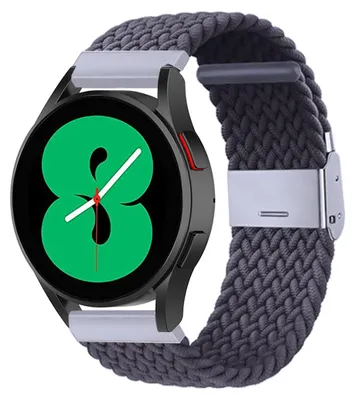 Produktbild von By Qubix Geflochtenes Nylonarmband - Dunkelgrau - passend für Samsung Galaxy Watch 4 - 40 mm / 44 mm