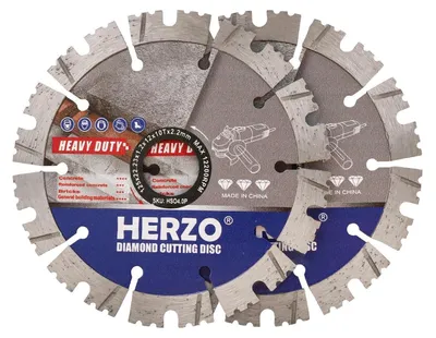 Productafbeelding van Set van 2 diamantschijven, diameter 125 mm x 22,23 mm, segmentering voor beton, steen, marmer, graniet, baksteen