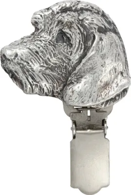 Produktbild von Dachshund Rauhhaar, Dackel, Teckel - Brosche mit Clip, Startnummernhalter, versilberte Anstecknadel für Hundeausstellungen der Marke Art-Dog