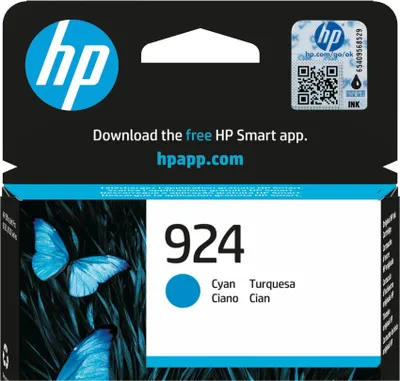 Produktbild von HP 924 Cyan Original Druckerpatrone, Standardertrag, Cyan, 1 Stück(e), 400 Seiten, Einzelpackung