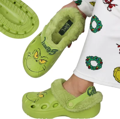 Produktbild von Grinch Grüne Clogs, GEWÄRMTE, WEIHNÄCHTLICHE Hausschuhe mit Fell für Erwachsene, WARM für den Winter 38 EU