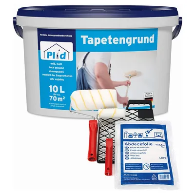 Produktbild von Plid® Tapetengrund Weiß matt Grundierung Haftgrund Tapeziergrund Set 10l Tapetengrund - Anstreichset