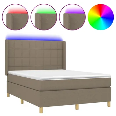 Produktbild von vidaXL Boxspringbett mit Matratze & LED Taupe 140x200 cm Stoff