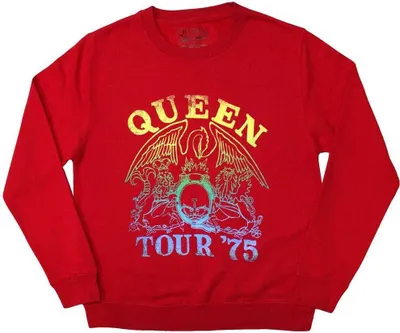 Image de Queen - "Tour '75" Sweatshirt pour homme/femme Unie RO11156 (L) (Rouge)