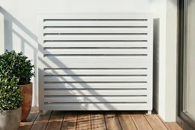 Produktbild von Klimaanlagen- & Wärmepumpen-Abdeckung ANETO Aluminium Weiß - Größe L