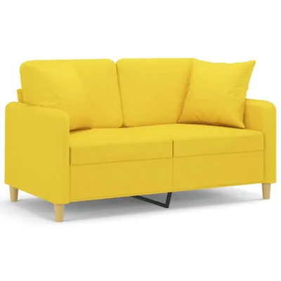 Produktbild von vidaXL 2-Sitzer-Sofa mit Zierkissen Hellgelb 120 cm Stoff