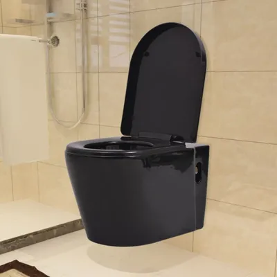 Immagine prodotto di WC a Muro con Sciacquone Nascosto in Vetroceramica Nera