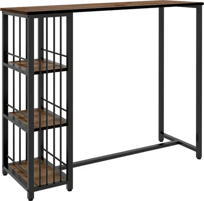 Produktbild von Bartisch Stehtisch Küchentresen, Industriedesign, 3 Regale, 120 x 40 x 105 cm; Schwarz + Braun
