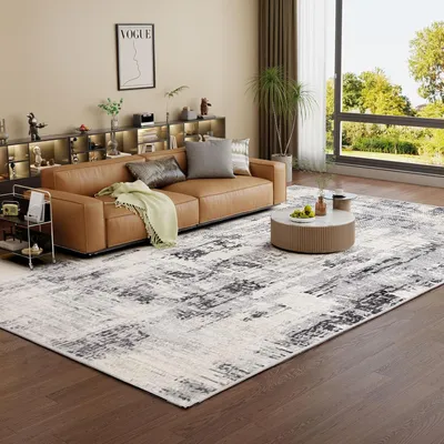 Productafbeelding van Tapijt voor de woonkamer, kortpolig, abstract design, grijs, 300x400 cm