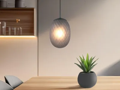 Produktbild von Kleine Retro LED Pendelleuchte Rauchglas Lampenschirm oval, Esstischlampe Ø 17cm