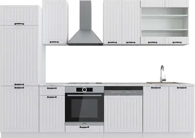Produktbild von Küchenzeile Vicco Fame-Line Weiß Landhaus/Weiß 300 cm , AP Marmor, Model 42285