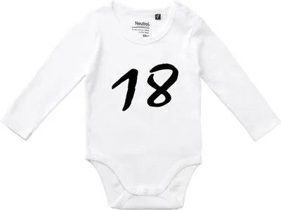 Produktbild von Huuraa Baby Body 18 Geburtstag 68 White  Baumwolle Fairtrade Langarmbody Geschenkidee