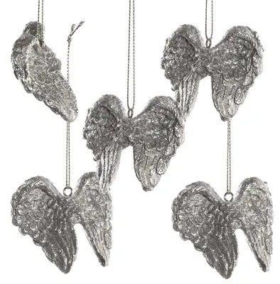 Produktbild von 5 Engelsflügel - Flügel Anhänger Silber glitzernd