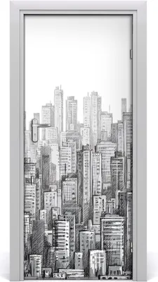 Produktbild von Tulup Türaufkleber 85x205 cm Dekorative Aufkleber Selbstklebend Wasserdichte Tapete Abnehmbar Schlafzimmer Wohnzimmer Wohnkultur - Wolkenkratzer