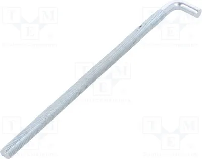 Zdjęcie produktu dla 1 sztuka, haczyk prosty, długość całkowita: 225 mm, 10225, śruba z nakrętką, ocynkowana, długość gwintu: 200 mm