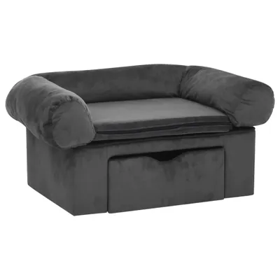 Obrázek produktu pro Pohovka pro psy se zásuvkou tmavě šedá 75 x 50 x 38 cm plyš
