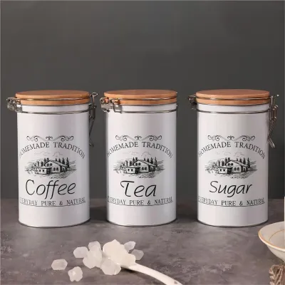 Immagine prodotto di Set di 3 contenitori in metallo per caffè, tè e zucchero