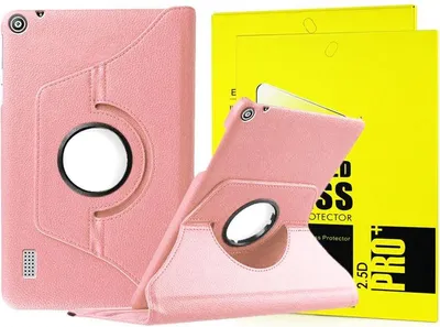 Image de Étui rotatif à 360° pour Huawei MediaPad T3 7.0, rose + verre