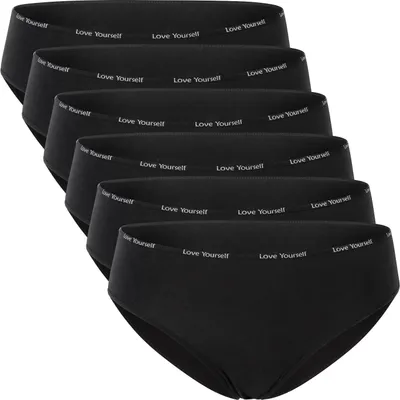 Produktbild von Celodoro Damen Slip (6er Pack) Bikini-Slip mit schmalem Ziergummi und Schriftzug - Schwarz M
