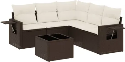 Produktbild von vidaXL 6-tlg. Garten-Sofagarnitur mit Kissen Braun Poly Rattan