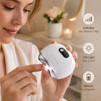 Image de Coupe-ongles électrique - 2 en 1 (coupe-ongles et lime) - 3 vitesses - Écran LCD - Rechargeable par USB - Pour les mains et les pieds - Portable