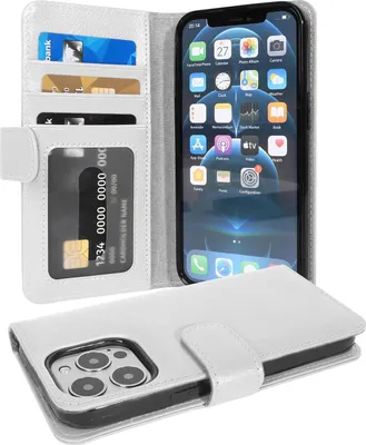 Produktbild von Cadorabo Hülle für Apple iPhone 13 PRO MAX in Weiß Backcover Handy Schutz Hülle Book Case Booklet Kartenfächer