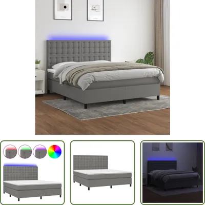 Produktbild von The Living Store Boxspringbett mit Matratze & LED Dunkelgrau 180x200 cm Stoff
