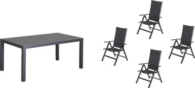 Produktbild von Primaster Garten-Essgruppe Fano 4 Personen mit ausziehbarem Tisch und klappbaren Stühlen