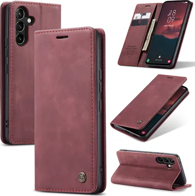 Produktbild von Galaxy A54 5G Hülle, Retro Kunstledertasche mit Standfunktion Schutzhülle für Samsung Galaxy A54 5G Rot