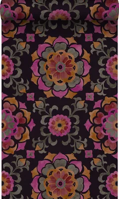 Zdjęcie produktu dla Origin Wallcoverings Tapeta suzanne kwiaty czarnym,pomarańczowymIróżowym 53 cm x 10.05 m