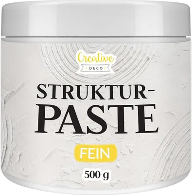 Produktbild von Creative Deco Strukturpaste Feinkörnig 500 g | Weiße Spachtelmasse für Acrylmalerei | Modellierpaste für Kunstprojekte, Acrylfarbe, DIY, 3D-Effekte, Texturen | Einfach mit Palettenmesser aufzutragen