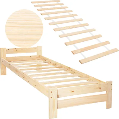 Produktbild von Springos® Einzelbett mit Lattenrost Holzbett mit Kopfteil und Holzlattenrost 90 x 200 cm Max Belastung: 120 kg