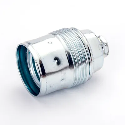 Obrázek produktu pro Objímka E27 mosazná kovová pozinkovaná, Ø 39 mm, výška 60 mm, chromová stříbrná