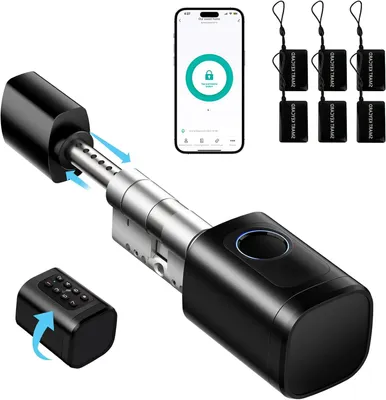 Obrázek produktu pro Zámek dveří - Biometrický zámek (s rozpoznáváním otisků prstů) - Elektronický zámek - Chytrý zámek - Zámek dveří s RFID čtečkou - Nastavitelná délka 60-90 mm
