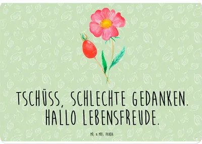 Produktbild von Mr. & Mrs. Panda Magnetschild Blume Hagebutte DIN A4 - Blattgrün - Geschenk, Schlechte Gedanken, Schild, Lebensfreude, Blechschild, Türschild, tafel, Wandbild, Garten