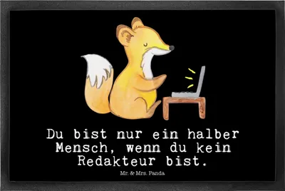 Produktbild von Mr. & Mrs. Panda Schmutzmatte Redakteur Herz 40 x 60 cm - Schwarz - Geschenk, Schmutzfangmatte, Korrespondent, Lustig, Beruf, Online, Journalist, teppichmatte, fußmatte