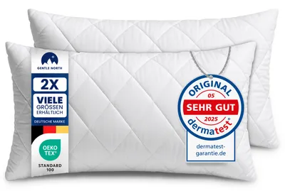 Produktbild von 2er Set Kissen (40x80 cm) -Kopfkissen für Bett - Mit Reißverschluss - Sofakissen für Couch und Sofa - Waschbar bis 60° - weiß