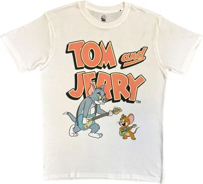 Immagine prodotto di Tom & Jerry - Maglietta "Suonare la chitarra" per bambini/ragazzi Unisex RO15197 (XXL) (Weiß)