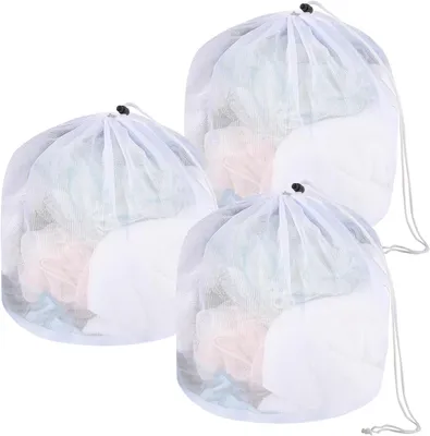 Produktbild von Wäschenetz 3 Stück Wäschenetz für Waschmaschine, 40 x 50 cm, Wäschesack mit Kordelstopper, Wäschesack, feinmaschig für Unterwäsche, Socken, Mäntel, Ba