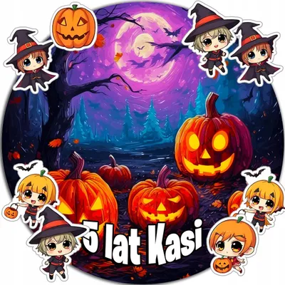 Zdjęcie produktu dla Opłatek Na Tort 20Cm - Halloween Dekoracja Urodzinowa + Imię 15Cm 18Cm