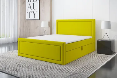 Produktbild von Boxspringbett GERI 200 x 200 mit 2 Bettkästen, Bonell-Matratze und Topper. Farbe: Gelb