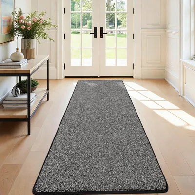 Produktbild von Läufer für Flur 80x250 cm kurzflor waschbar antislip schwarz