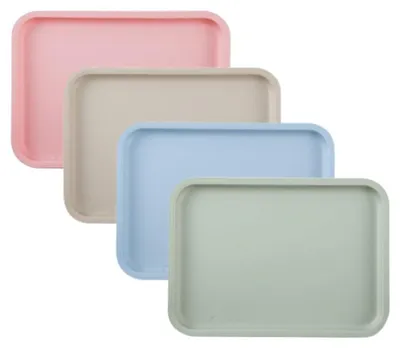 Immagine prodotto di Vassoio antiscivolo - Vassoio in plastica - Vassoio rettangolare - Confezione da 4 pezzi - Dimensioni 24,8 x 17,8 cm - Riutilizzabile e sicuro - Vassoio da portata